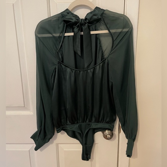 Abercrombie Long Sleeve High Neck Dark Green Body Suit - Size S - Picture 3 of 7